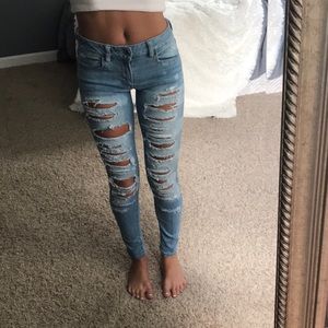 Ripped light wash jeans